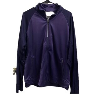 Elevate Men's Full Zip-Up 100% Polyester Purple & Navy‎ Jacket Shirt Sz. L-NWOT
